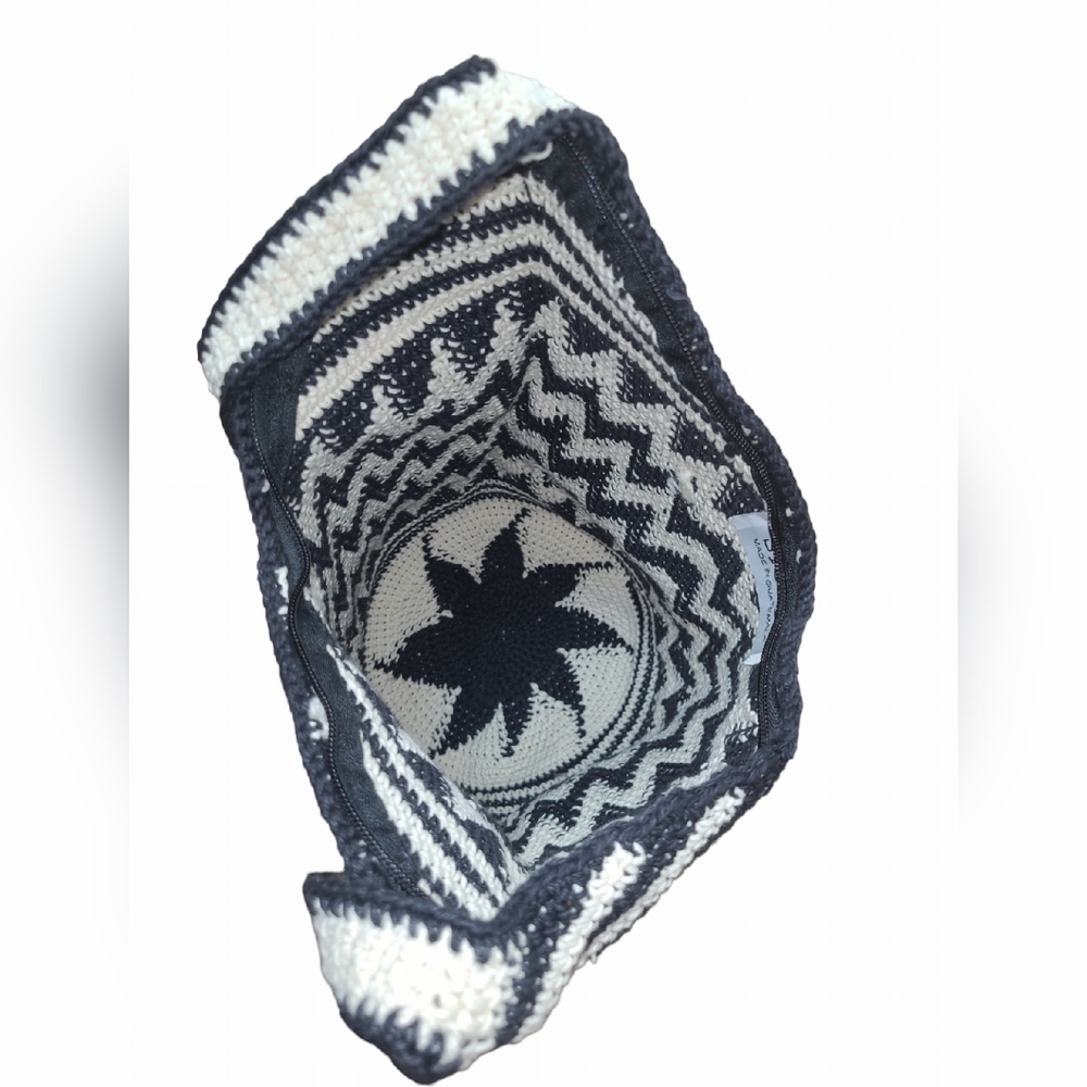 STELLA 9 ANTHROPOLOGIE BUCKET BAG PURSE WOMENS BOHEMIAN CROCHET HOBO GUATEMALAN - Picture 7 of 14